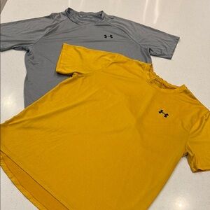 Under Armour Gray and Yellow Short Sleeve Tees